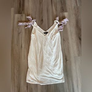 Lulus XS White Dress Purple Floral Straps